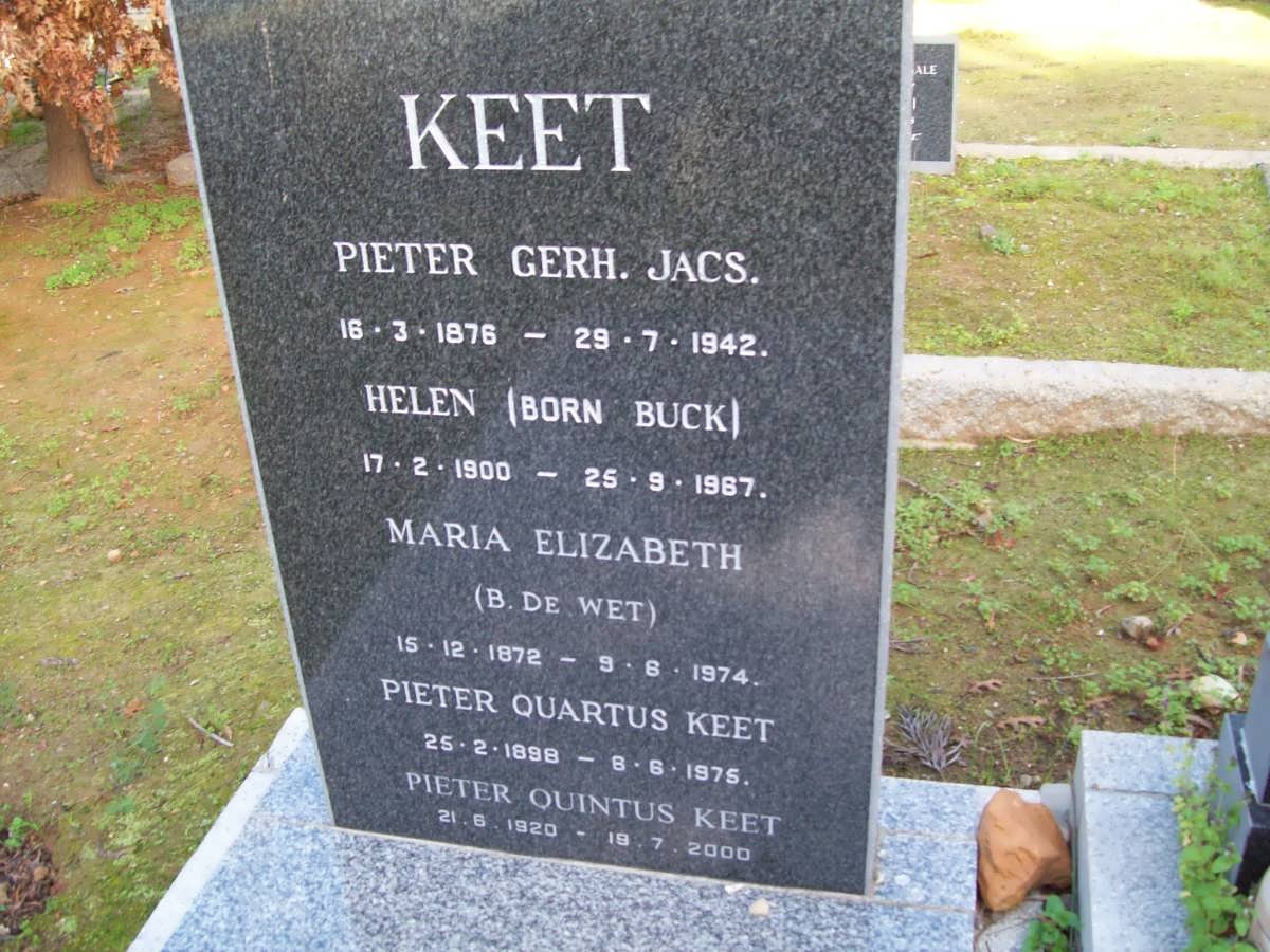 KEET Pieter G.J. 1876-1942 & Helen BUCK 1900-1987
