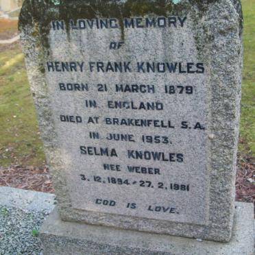 KNOWLES Henry Frank 1879-1953 &amp; Selma WEBER 1894-1981