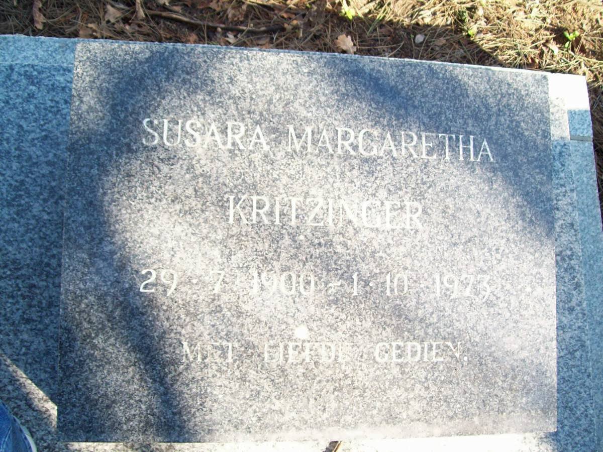KRITZINGER Susara Margaretha 1900-1973
