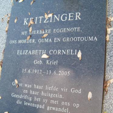 KRITZINGER Elizabeth Corneli nee KRIEL 1912-2005