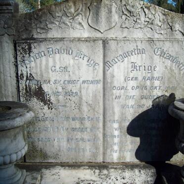 KRIGE Johan David -1929 &amp; Margaretha Elizabeth Rabie -1961
