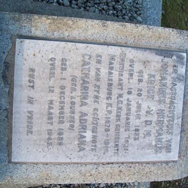 KRIGE Johannes Hermanus 1853-1931 &amp; Catharina Adriana LOUBSER 1859-1945