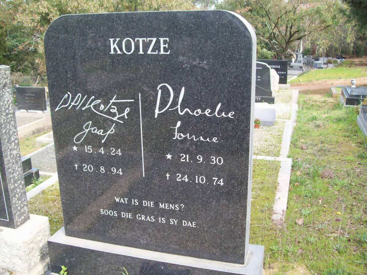 KOTZE D.P.I. 1924-1994 &amp; Phoebe FOURIE 1930-1974