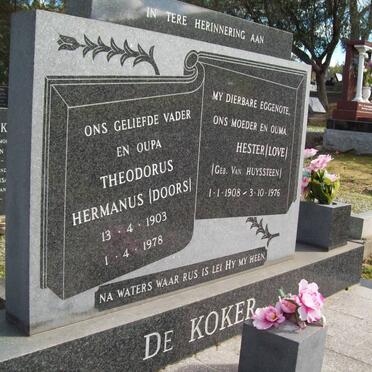 KOKER Theodorus Hermanus, de 1903-1978 &amp; Hester VAN HUYSSTEEN 1908-1976