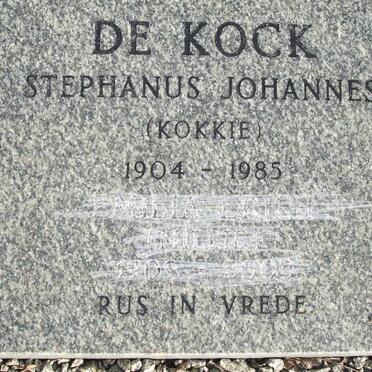 KOCK Stephanus Johannes, de 1904-1985 &amp; Emilia E. 190?-2003