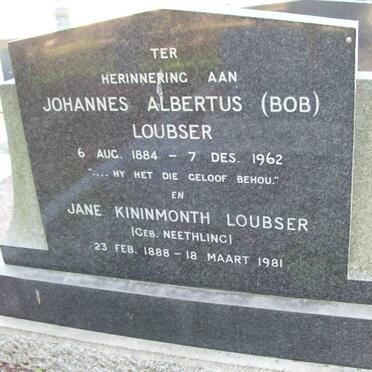 LOUBSER Johannes Albertus 1884-1962 &amp; Jane Kininmonth NEETHLING 1888-1981