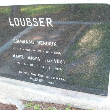 LOUBSER Coenraad Hendrik 1918-1998 :: LOUBSER Marie Mavis nee DE VOS 1921-1974 :: LOUBSER Hester -1952