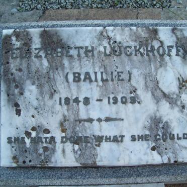 LUCKHOFF Elizabeth nee BAILIE 1848-1909 :: ERASMUS Johannes 1954-1954