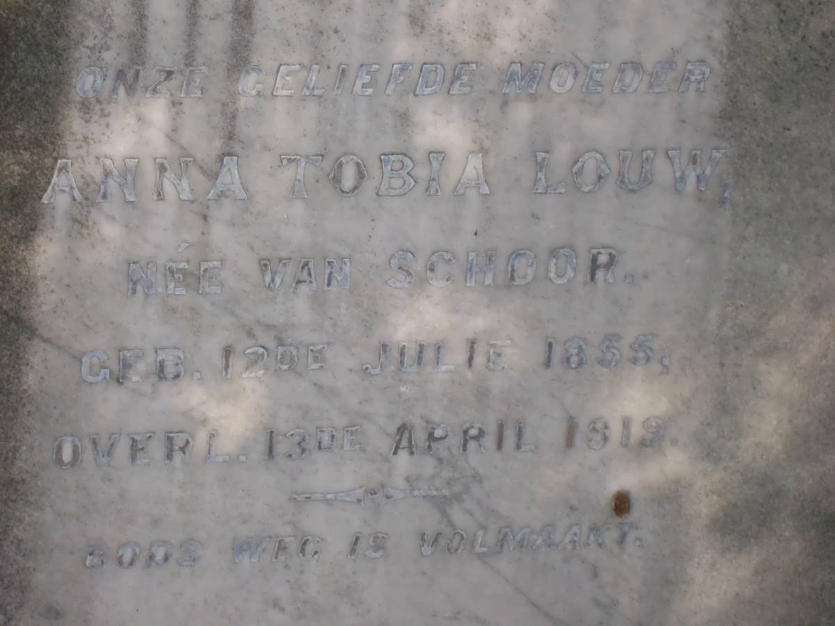 LOUW Anna Tobia nee VAN SCHOOR 1855-1919