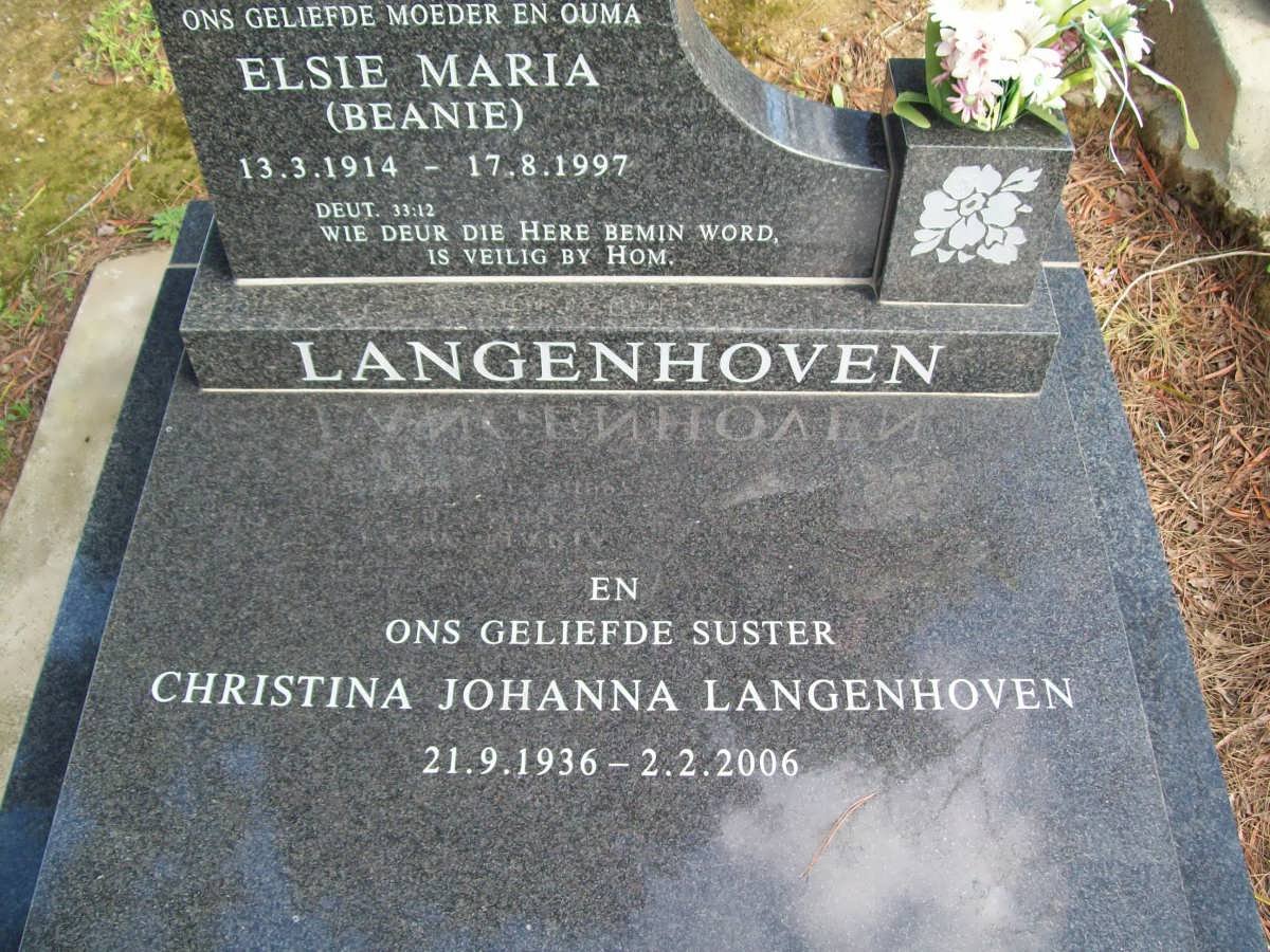 LANGENHOVEN Elsie Maria 1914-1997 :: LANGENHOVEN Christina Johanna 1936-2006