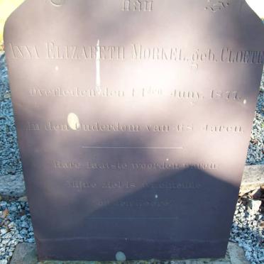 MORKEL Anna Elizabeth nee CLOETE -1877