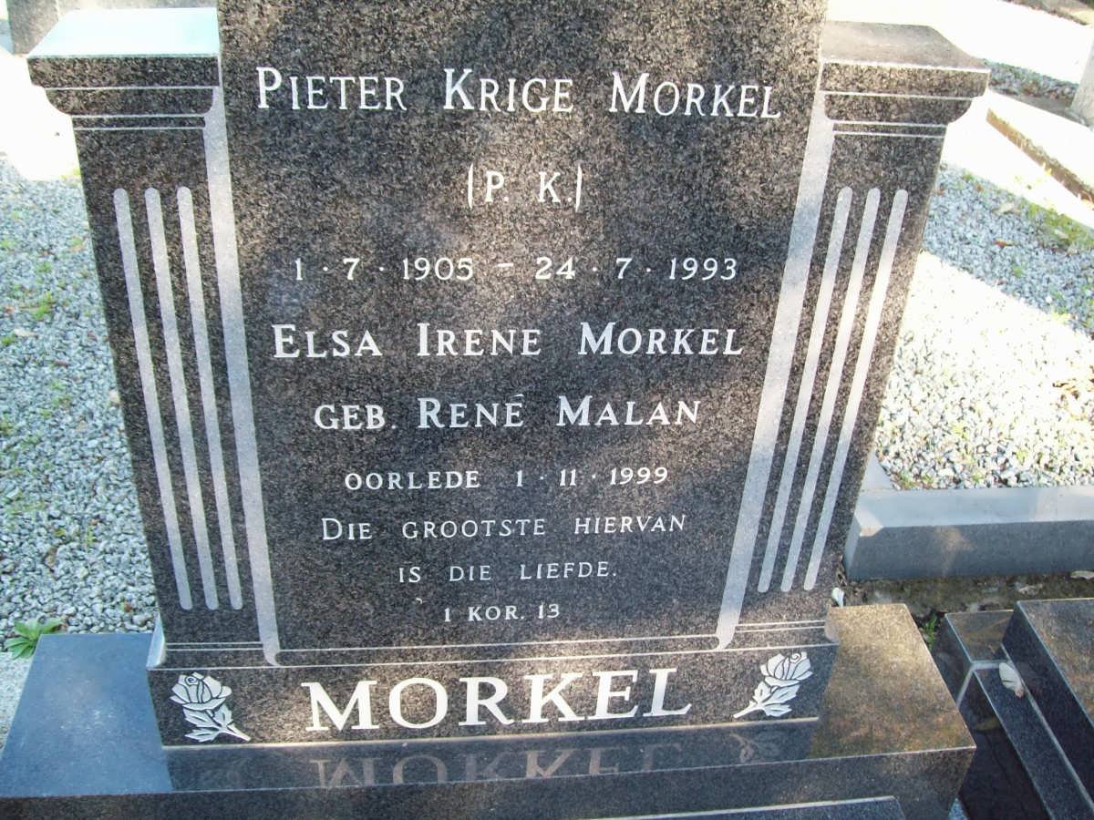 MORKEL Pieter Krige 1905-1993 &amp; Elsa Irene MALAN -1999