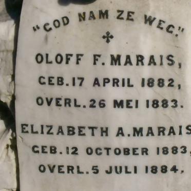 MARAIS Oloff F. 1882-1883 :: MARAIS Elizabeth A. 1883-1884