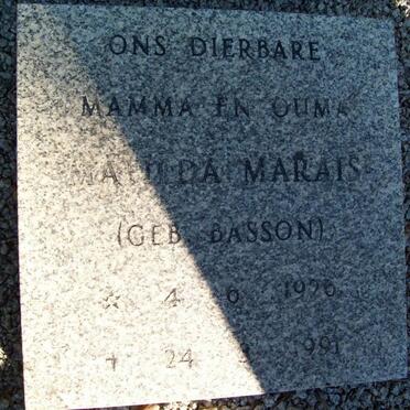 MARAIS Matilda nee BASSON 1920-1991