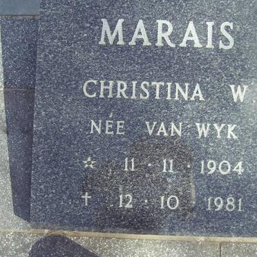 MARAIS Christina E. nee VAN WYK 1904-1981