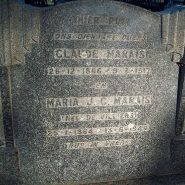 MARAIS Claude 1886-1917 &amp; Maria J.C. DE VILLIERS 1864-1949