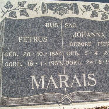 MARAIS Petrus 1854-1937 &amp; Johanna FICK 1870-1955