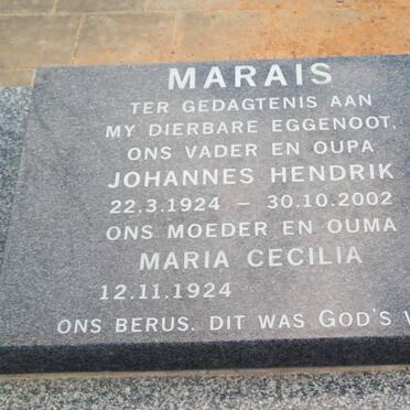 MARAIS Johannes Hendrik 1924-2002 &amp; Maria Cecilia 1924-