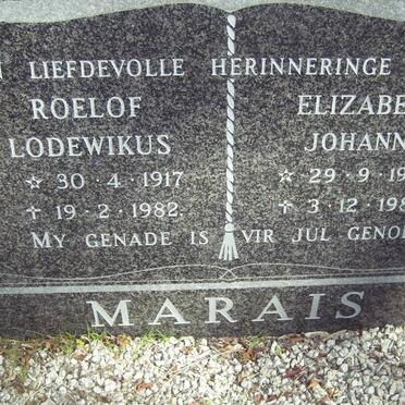 MARAIS Roelof Lodewikus 1917-1982 &amp; Elizabeth Johanna 1916-1987