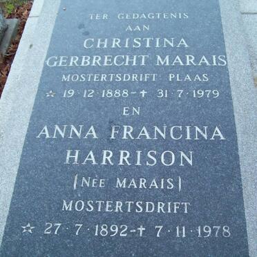 MARAIS Christina Gerbrecht 1888-1979 :: HARRISON Anna Francina nee MARAIS 1892-1978