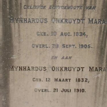MARAIS Mynhardus Onkruydt 1832-1910 &amp; Elizabeth Wilhelmina Johanna 1834-1905