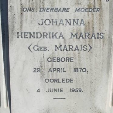 MARAIS Johanna Hendrika nee MARAIS 1870-1959