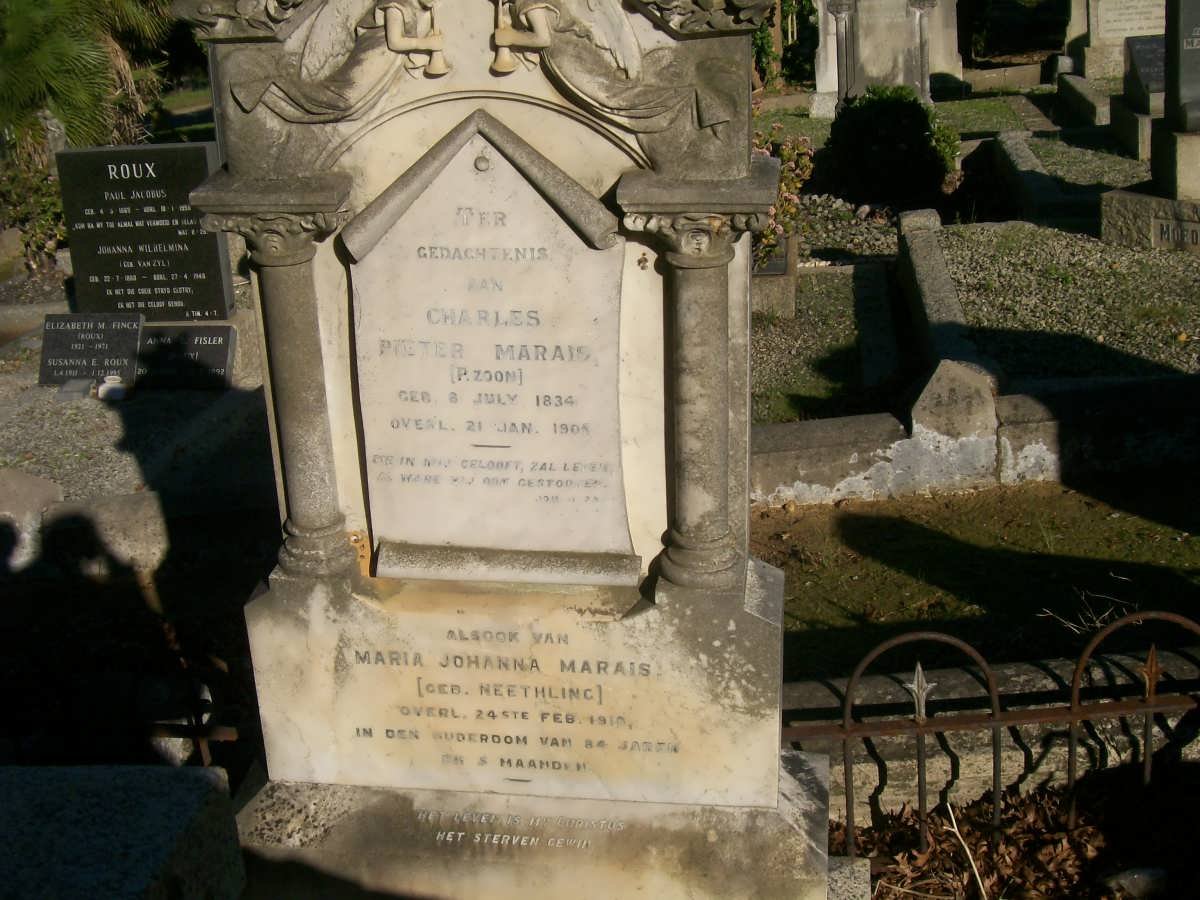 MARAIS Charles Pieter 1834-1905 &amp; Maria Johanna NEETHLING -1919