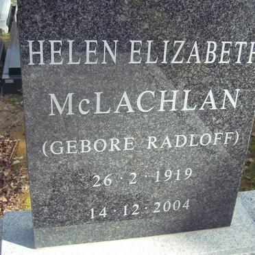 McLACHLAN Helen Elizabeth nee RADLOFF 1919-2004