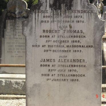 McKENDRICK Jessie Alice 1875-1876 :: McKENDRICK Robert Thomas 1868-1893 :: McKENDRICK James Alexander 1870-1895
