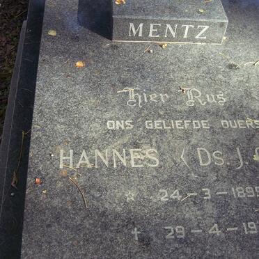 MENTZ J.C.C. 1895-1971 &amp; I.J. 1901-1988