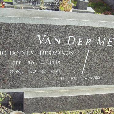 MERWE Johannes Hermanus, van der 1923-1977