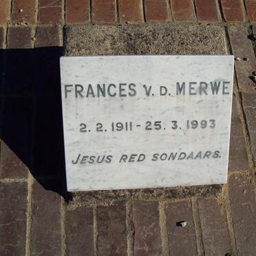 MERWE Frances, v.d. 1911-1993