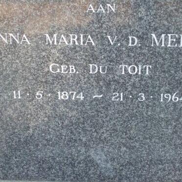 MERWE Anna Maria, v.d. nee DU TOIT 1874-1964
