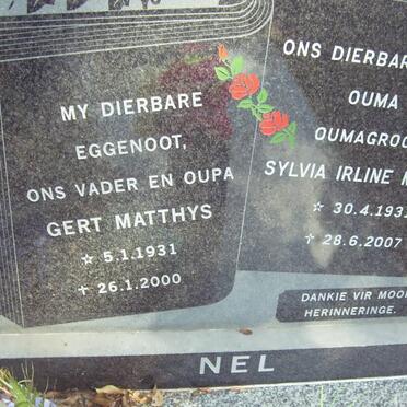 NEL Gert Matthys 1931-2000 &amp; Sylvia Irline Magda 1931-2007