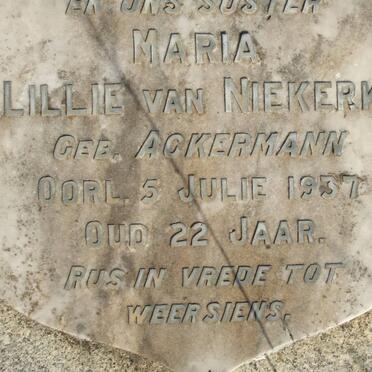 NIEKERK Maria Lillie, van nee ACKERMANN -1937