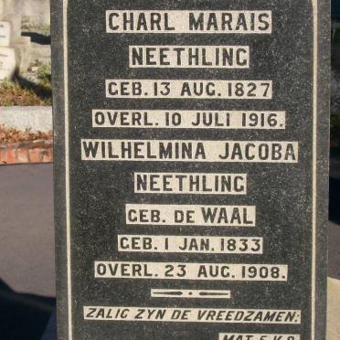NEETHLING Charl Marais 1827-1916 &amp; Wilhelmina Jacoba DE WAAL 1833-1908