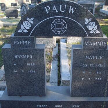 PAUW Bremer 1898-1979 &amp; Mattie FOURIE 1901-1968