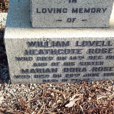 ROSE William Lovell Heathcote -1966 :: ROSE Marian Dora -1967
