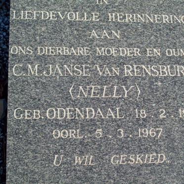RENSBURG C.M., Janse van nee ODENDAAL 1911-1967