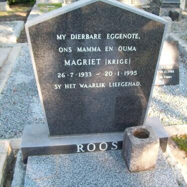 ROOS Magriet nee KRIGE 1933-1995