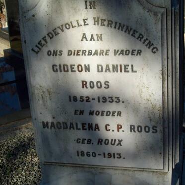 ROOS Gideon Daniel 1852-1933 &amp; Magdalena C.P. ROUX 1860-1913