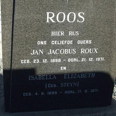 ROOS Jan Jacobus Roux 1898-1971 &amp; Isabella Elizabeth STEYN 1898-1971