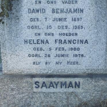 SAAYMAN Dawid Benjamin 1897-1959 &amp; Helena Francina 1900-1979