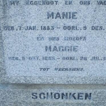 SCHONKEN Manie 1883-1958 &amp; Maggie 1885-1976
