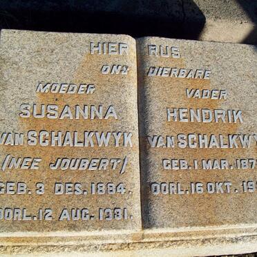 SCHALKWYK Hendrik, van 1878-1931 &amp; Susanna JOUBERT 1884-1931
