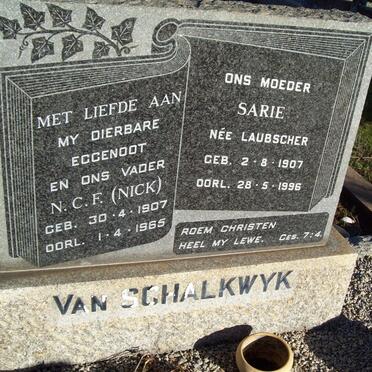 SCHALKWYK, van :: DIRKSE VAN SCHALKWYK vanne