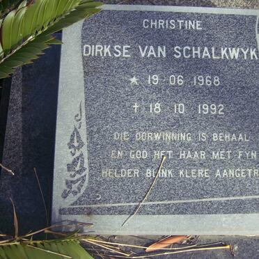 SCHALKWYK Christine, Dirkse van 1968-1992