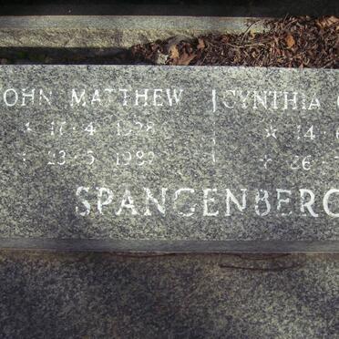 SPANGENBERG John Matthew 1928-1982 &amp; Cynthia Clarissa 1929-2004