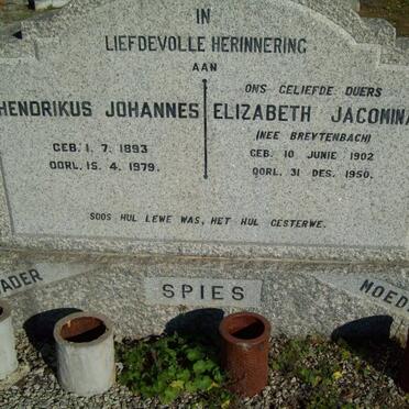 SPIES Hendrikus Johannes 1893-1979 &amp; Elizabeth Jacomina BREYTENBACH 1902-1950