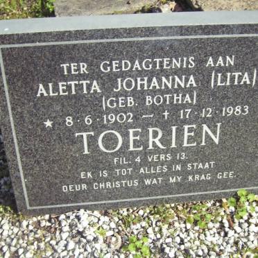 TOERIEN Aletta Johanna nee BOTHA 1902-1983
